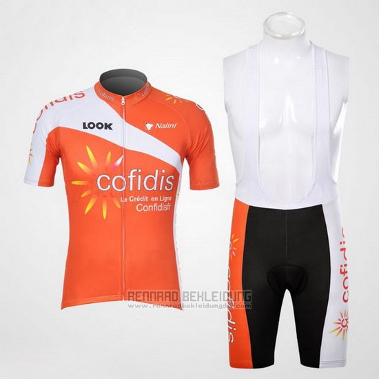 2012 Fahrradbekleidung Cofidis Orange Trikot Kurzarm und Tragerhose - zum Schließen ins Bild klicken